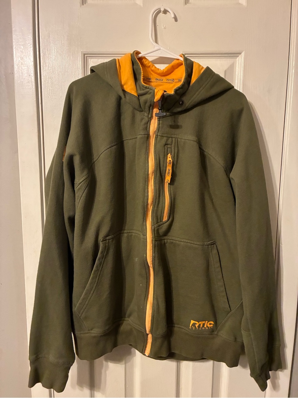 RTIC Olive Green Hoodie Jacket with Yellow Trim